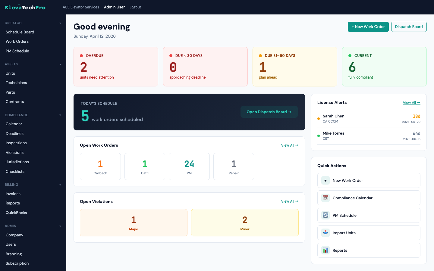 ElevaTechPro Dashboard